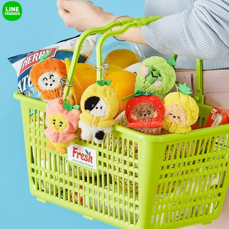 

Line Friends Minini Fruit Series Cartoon Bnini Lenini Plush Keychain Kawaii School Bag Ornaments Anime Hand Puppet Cute Gifts