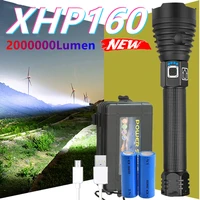 most powerful xhp160 led flashlight 2000000lm tactical waterproof torch 3 modes zoomable hunting camping lamps by 18650 or 26650