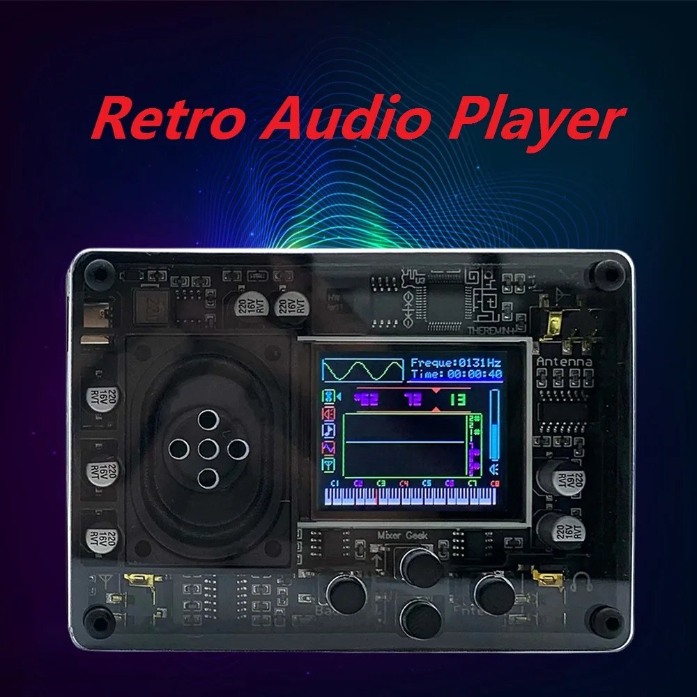 

Retro Audio Player with Screen Display Electronic Creative Musical Instrument Built-In Speakers Detachable Antenna Perfect Gift