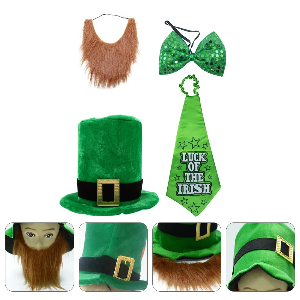 

Day St Patricks Hat Costume Leprechaun Beard Necktie Tie Bow Festival S Outdoor Decorations Patrick Accessories Mustache