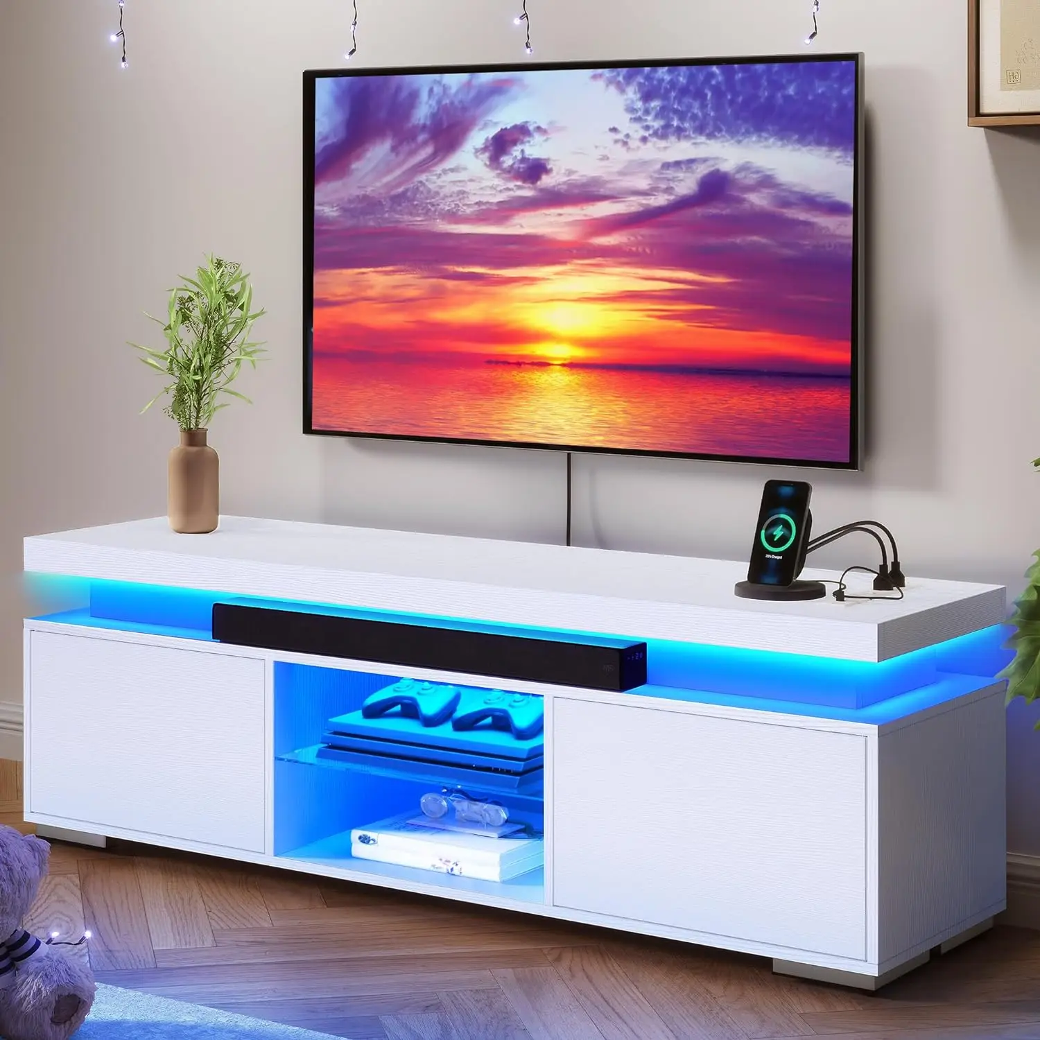 Подставка для телевизора YITAHOME с RGB-подсветкой 4 розетки питания переменного тока