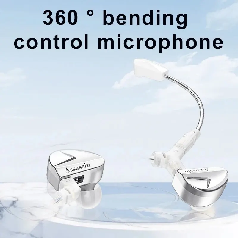 Серьги-вкладыши CVJ Assassin Silver с Hi-Fi Микрофоном Гибридные Драйверы 1BA + 1DD