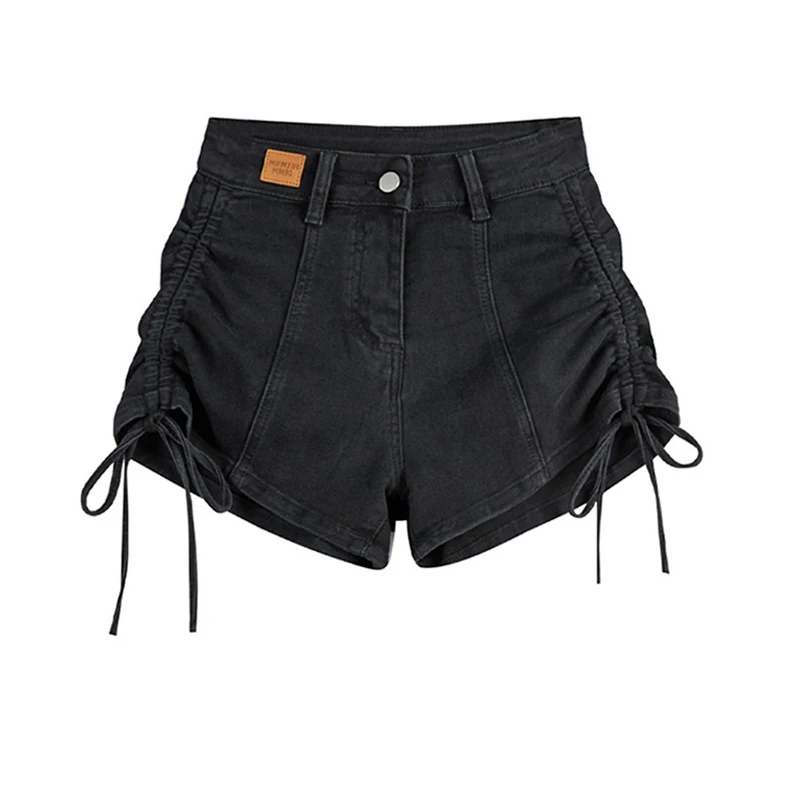 

Женские Летние черные шорты Y2k с высокой талией в стиле 90-х широкие шорты на шнуровке в Корейском стиле Харадзюку винтажные розовые короткие брюки уличная одежда