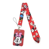 minnie mouse key lanyard car keychain id card pass gym mobile phone badge kids key ring holder jewelry decorations