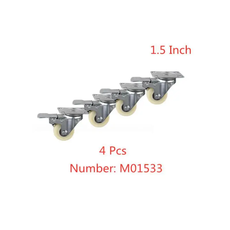 4 упаковки роликов 1 5-дюймовые универсальные тормозные колеса белый нейлон