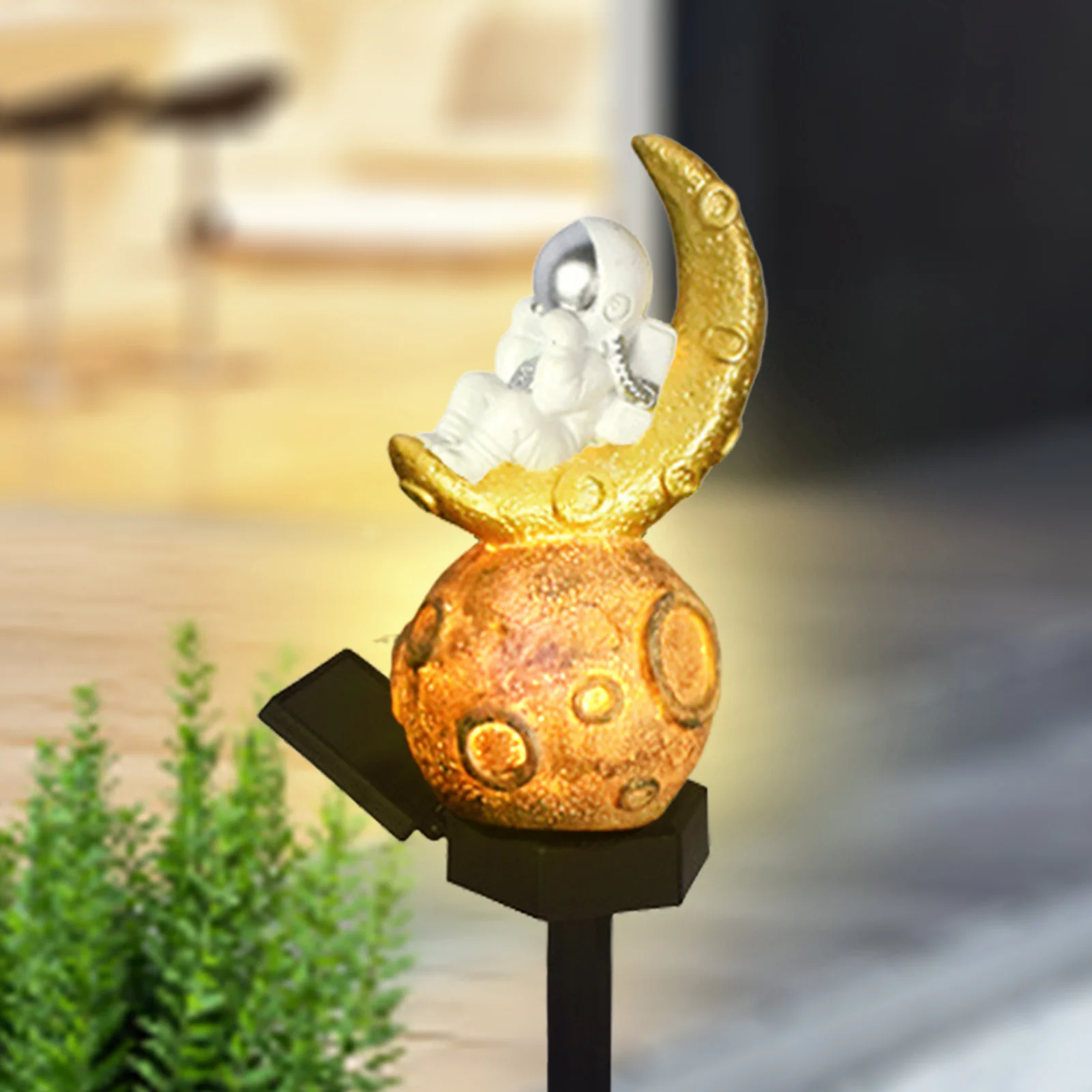 

Waterproof Outdoor Solar Lawn Lamp Garden Solar Pathway Landscape Astronaut Moon Figurine Stake Light Decor For Outdoor Decor