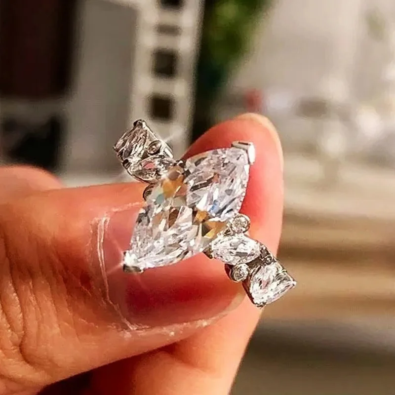 

NEW Luxury AAA Cubic Zirconia Wedding Rings for Women New Fashion Creative Design Colorful Crystal Party Bride Jewelry Gifts