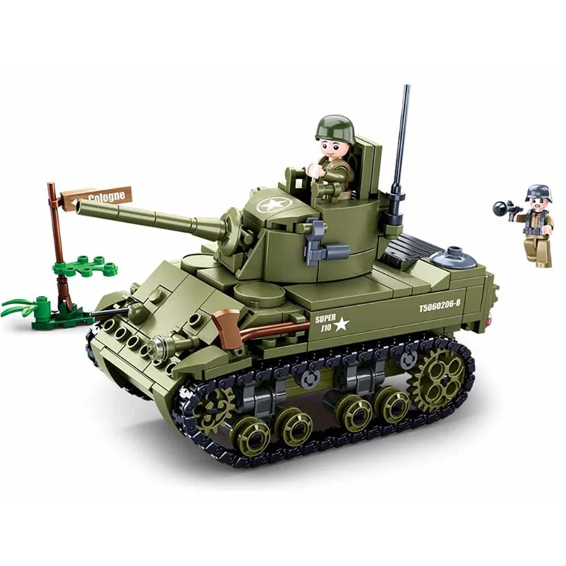 

WW2 армия M5 Стюарт Танк строительные блоки игрушки Великобритания США Германия фигурки 344 шт. кирпичи B0856 военные игрушки для детей