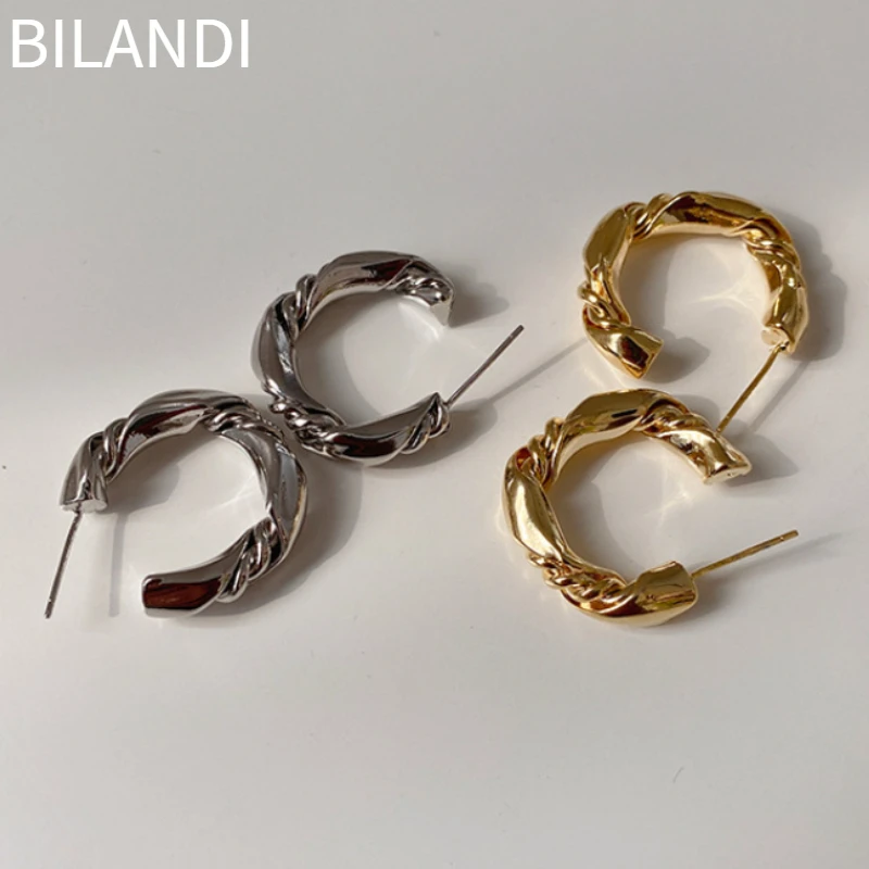 

Bilandi 925 Silver needle Fashion Jewelry Metal Hoop Earrings Popular Design Vintage Temperament For Celebration Gifts