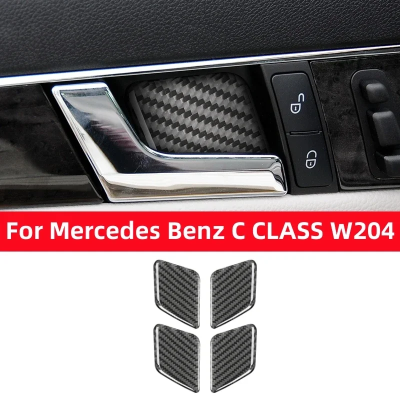 For Mercedes Benz C CLASS W204 2007-2014 Car Interior Handle Door Bowl Trim Cover Carbon Fibre Sticker Accessories