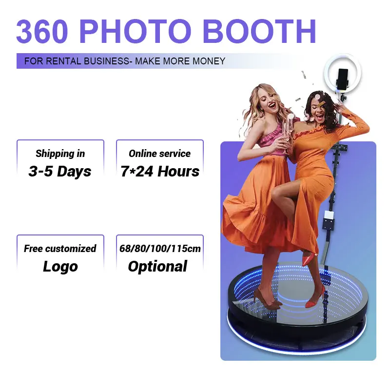 

2023 New Hot Sell 100CM Tempered Glass Base Party Eevents Device Portable Video Camera 360° Ipad Photo Booth Machine Vogue