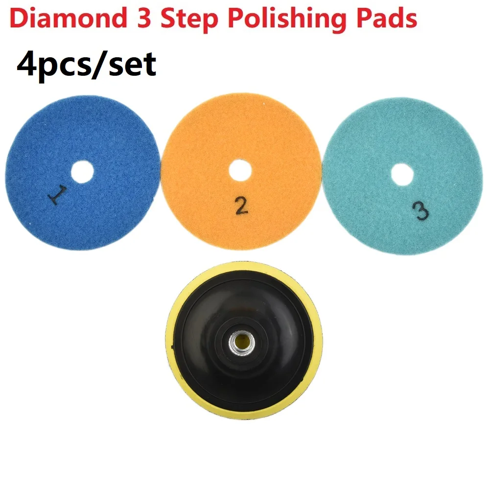 

4pcs 4 Inch 100mm Dry/wet Diamond 3 Step Polishing Pads Granite Polishing Tool Polishing Buffing Pads Power Tool Accessories
