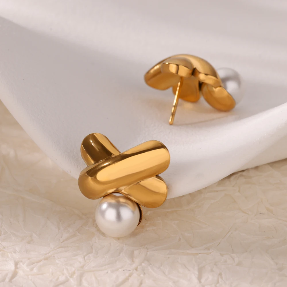 Серьги с милым бантом и искусственным жемчугом для женщин серьги из нержавеющей