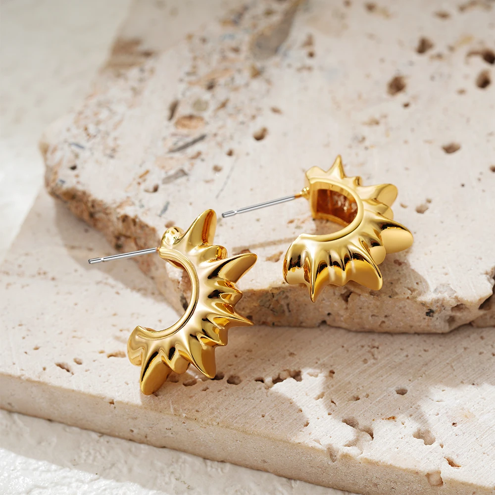 Женские серьги-гвоздики с заклепками позолоченные серьги неправильной формы 18 К