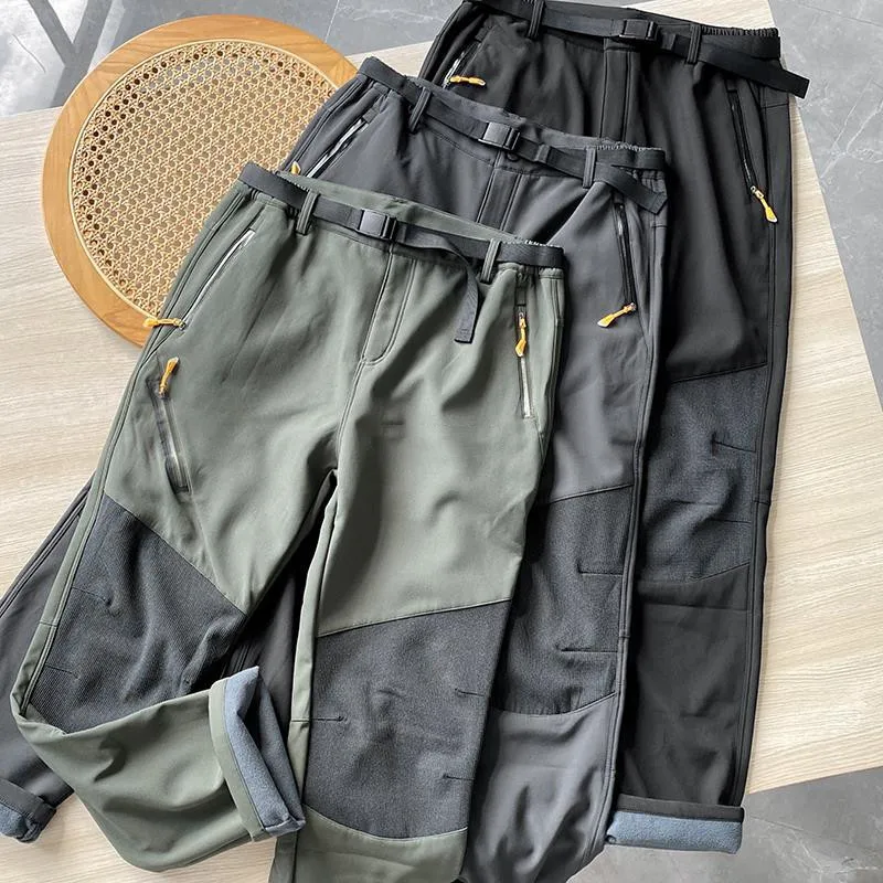 Ветрозащитные непромокаемые плюшевые брюки мужские уличные зарядные утолщенное