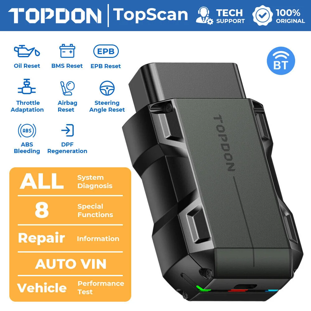 

Сканер TOPDON TopScan Lite, умный диагностический инструмент, руководство по ремонту DTC, Bluetooth, считыватель кодов OBD2