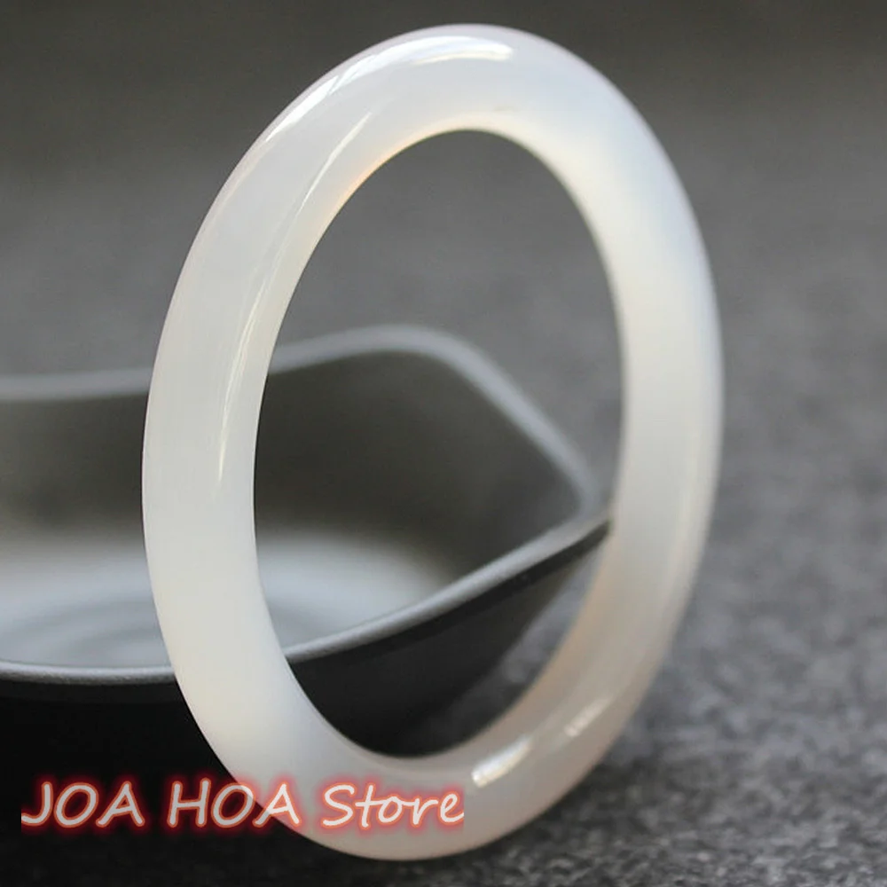 

Fine Jewelry White Ice Seed Exquisite Natural Chalcedony Bracelet Agate Jade Round Bar Jade Bangle Handring Hand Hewelry