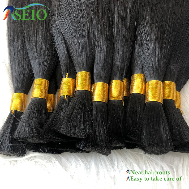 RSEIO Virgin Bulk Наращивание волос Натуральные 100% настоящие человеческие волосы 16-24