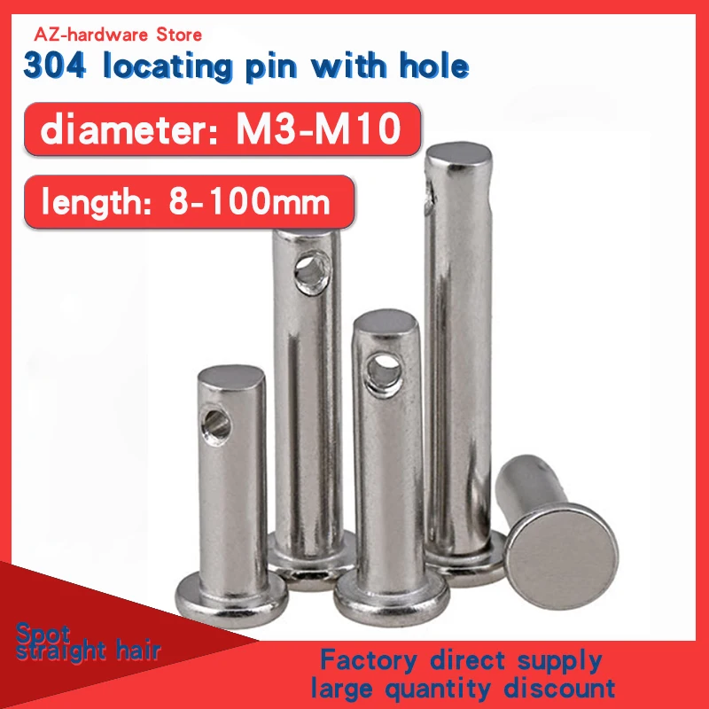 

304 stainless steel pin gb882 flat head with hole cylindrical pin locating pin m3m4m5m6m8m10 5Pcs