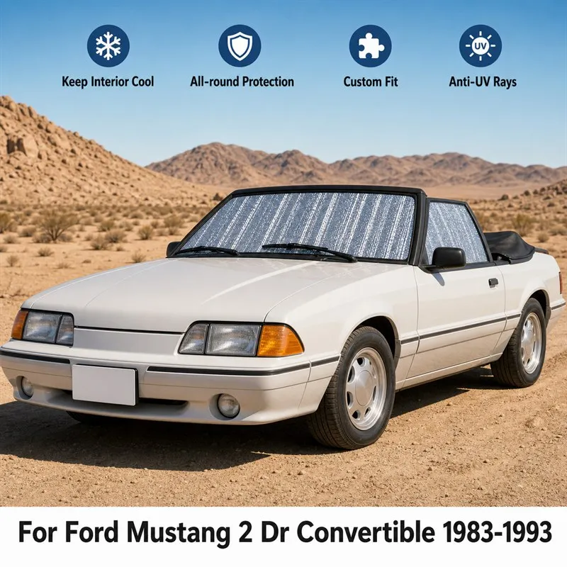 Фото Для Ford Mustang 2 Dr Convertible 1983-1993: Полный комплект солнцезащитных шторок для окон автомобиля, блокирующих УФ-излучение, обеспечивающих конфиденциальность, теплоизоляцию, складные автомобильные шторки №1