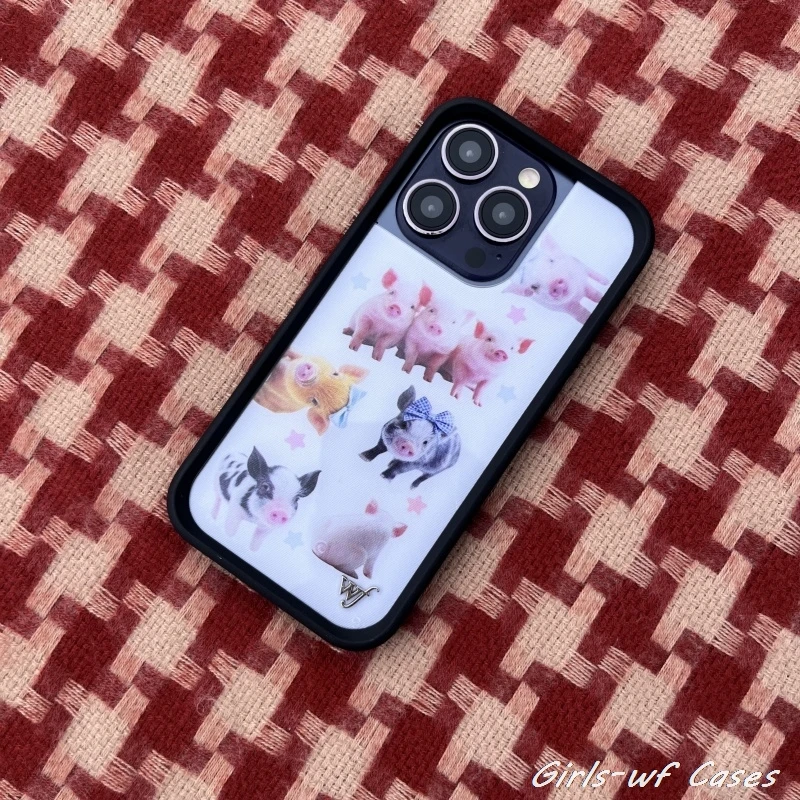 Чехол для телефона Hot Wildflower 3D в горошек для iPhone 16, 15, 14, плюс 13, 12, 17 Pro Max Air 16 pro WF, милый чехол с изображением поросенка и поросенка (art.: 3920cedd53707) - 3920cedd53707