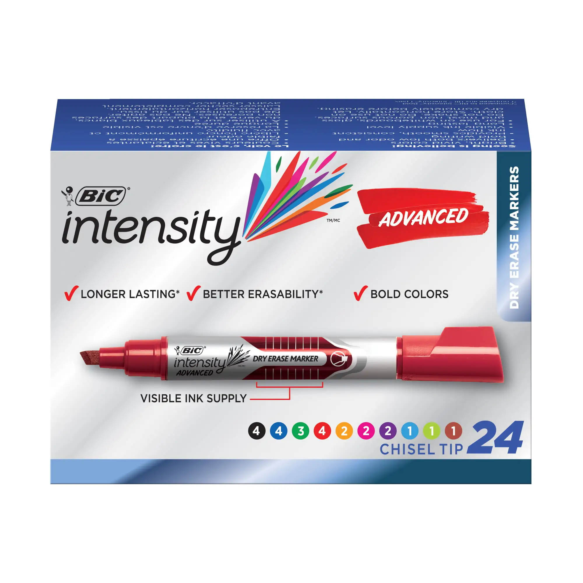 

Advanced Dry Erase Marker, Tank Style, Assorted Colors, 24 Pack