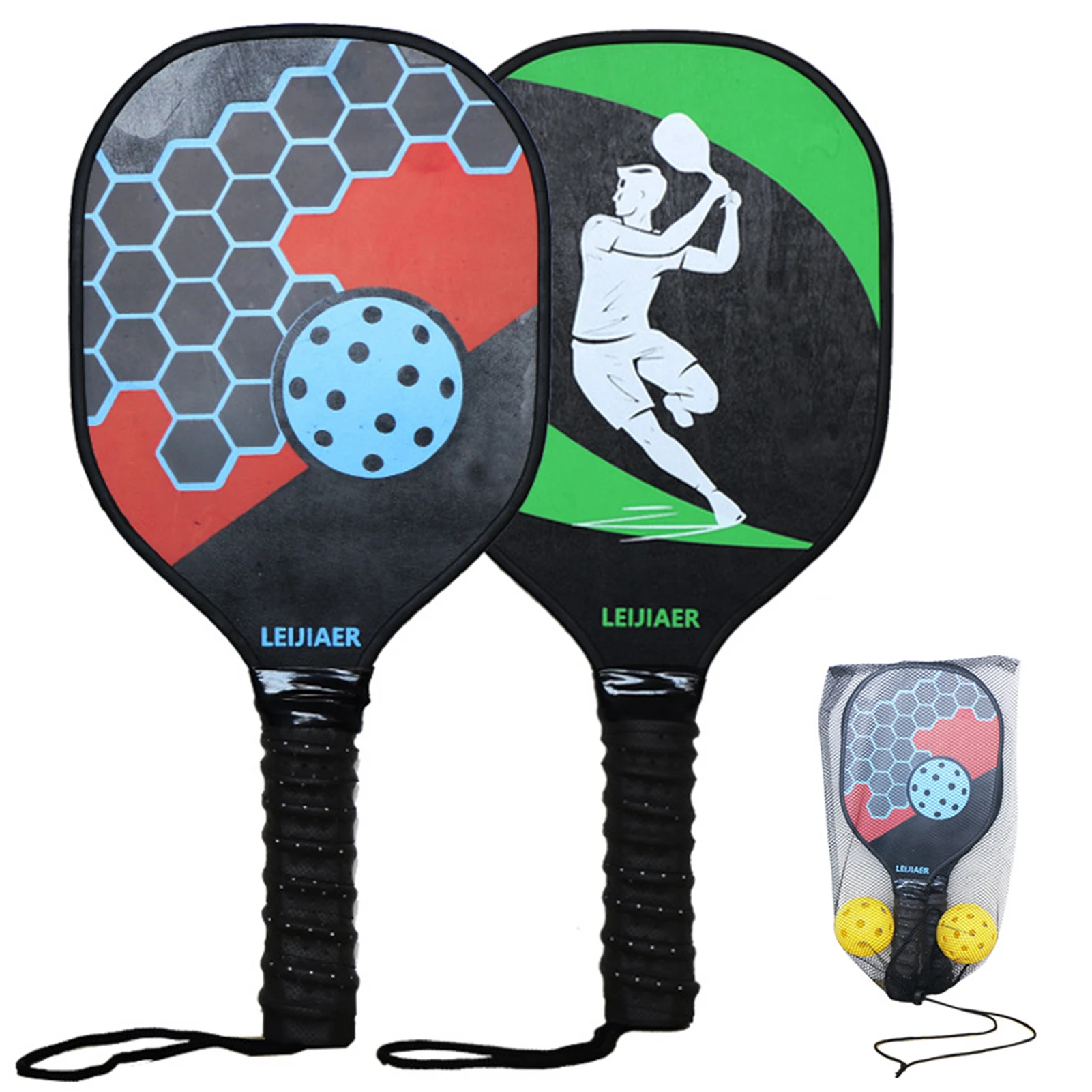 

Pickleball Paddles Set of 2 Wooden Pickleball Rackets with Balls and Mesh Storage Bag for Beginners Ball Sports Part