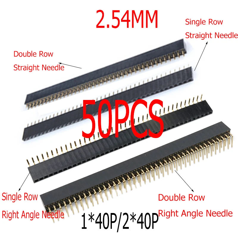 

50 шт., прямоугольные иголки, 2,54 мм