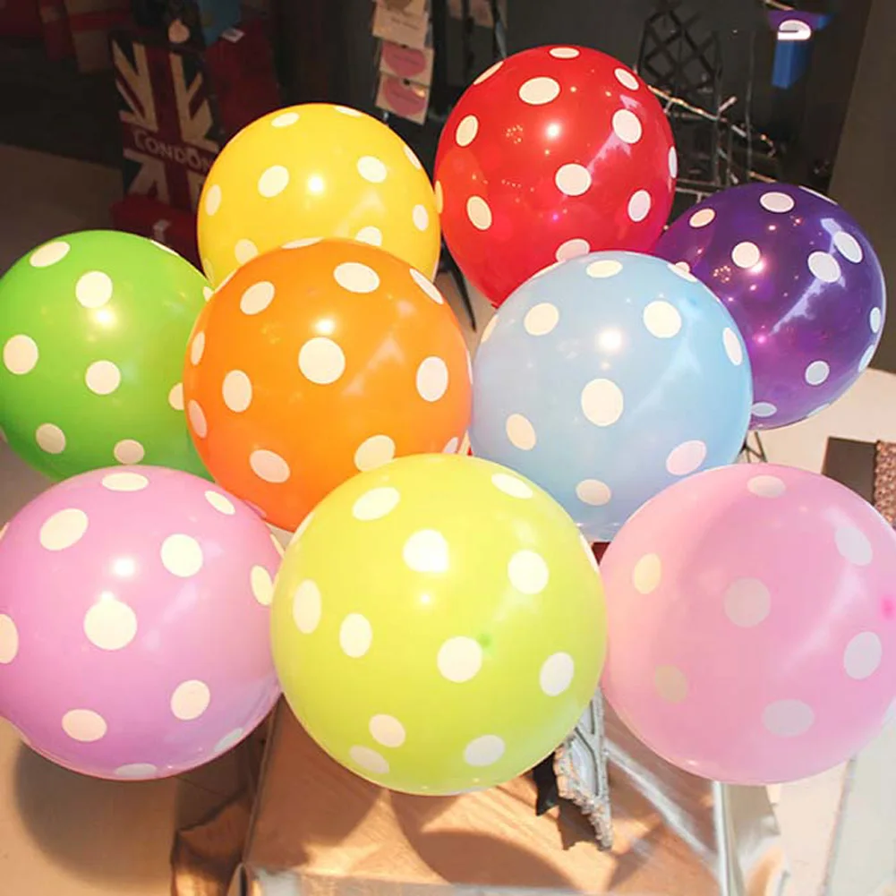 

10pcs/lot 12inch Colorful Polka dot Latex Balloons Birthday Wedding Party decoration Wave Point Helium Balloon kids toy globos