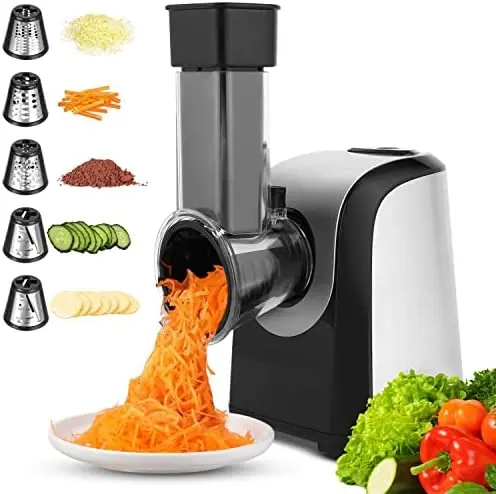 

Grater, 5 in 1 Professional Cheese Grater Vegetable Slicer, Rotary Slicer/Shredder Spiralizer for Veggies, Grated Carrots, Sal