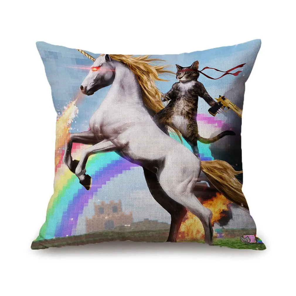 

Чехол для подушки с изображением кота в боевом стиле, двусторонняя блестящая наволочка для дивана с блестками