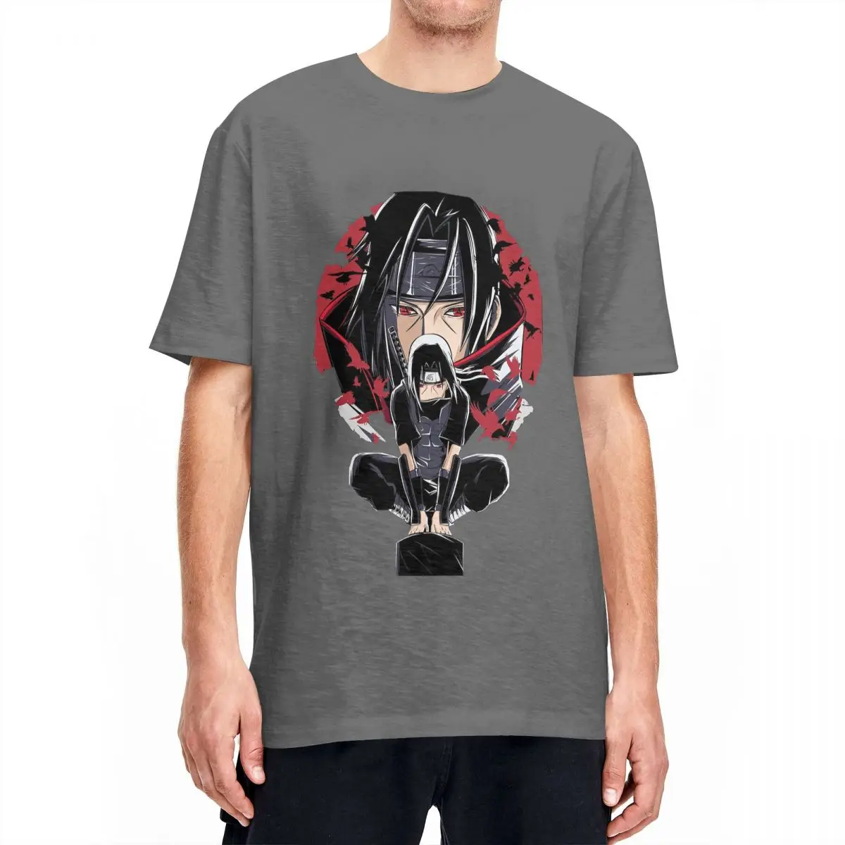 

Itachi Bandai Naruto T Shirts Men's Cotton Vintage T-Shirts Round Neck Anime Manga Tee Shirt Short Sleeve Clothing Summer