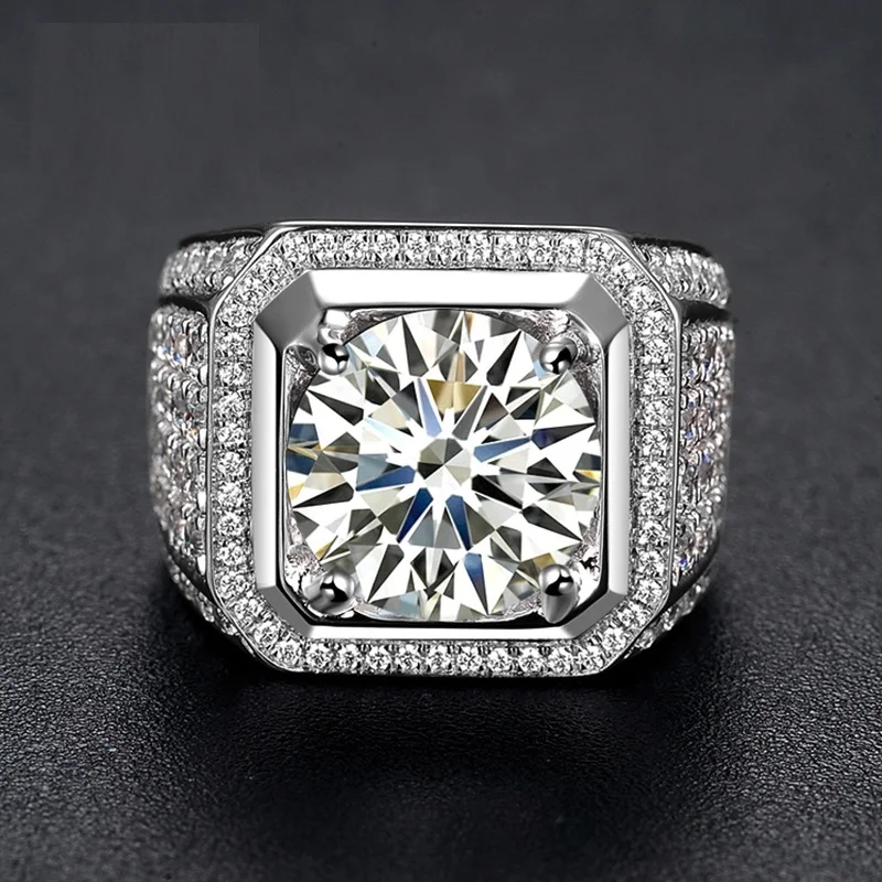 Ретро серебряное мужское кольцо парное властительный бриллиант из трех карат