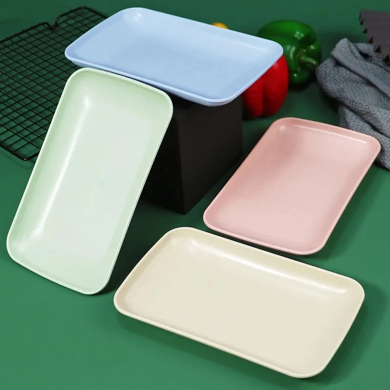 

Creative Wheat Straw Rectangular Plate Melamine Healthy Tableware Kitchen Cooking Utensils Dessert Sushi Pasta Plate Dishes