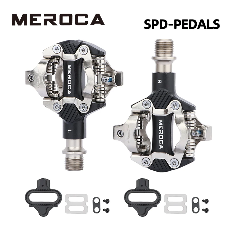 

Meroca Sealed Bearing Ultralight MTB Bike Pedals Aluminum Self-locking With Clips Doubleside Clipless Pedal SPD Bicycle Parts