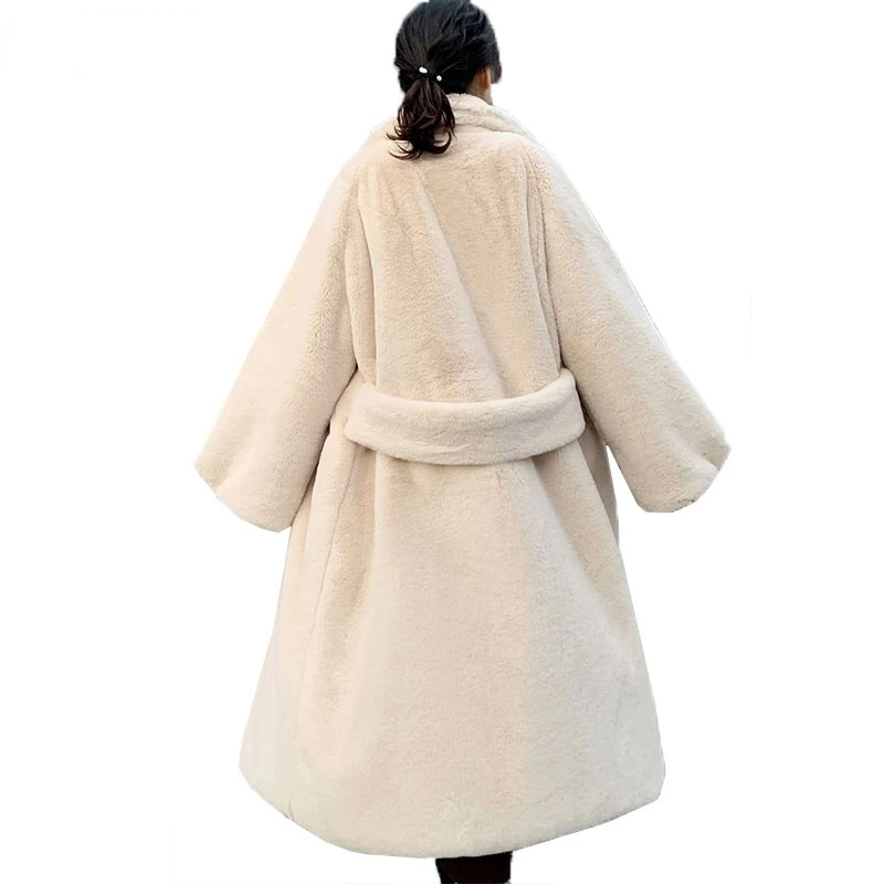 2022 New Women Warm White Faux Fur Coat Winter X-Long Parkas Faux Fur Jacket Fashion Loose Fashion Outwear