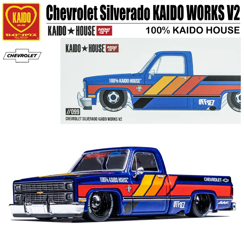 KAIDO HOUSExMINIGT 1/64 Chevrolet Silverado WORKS V2 100% HOUSE игрушечный автомобиль из сплава литый под