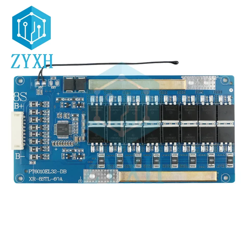 

BMS 8S 24V 60A 50A 40A Lifepo4 Battery Balanced Charge Board Common Port With NTC Temperature Protection For Escooter/E-bike