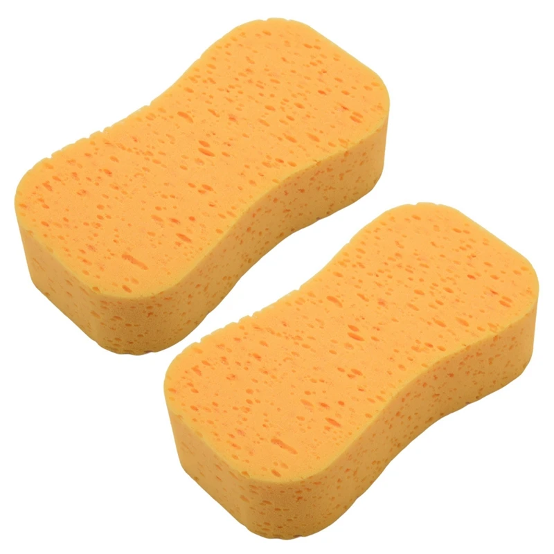 

2X мягкая перфорированная желтая губка для мытья лобового стекла автомобиля