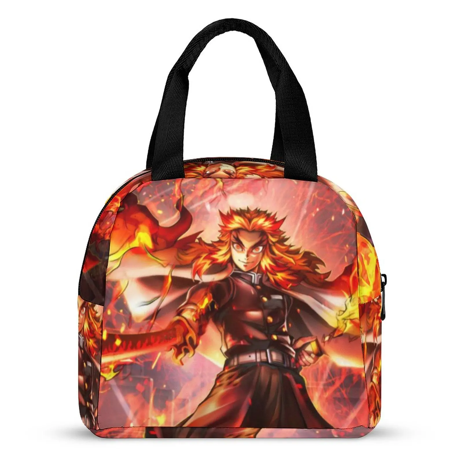 

Demon Slayer Lunch Bag Rengoku Kyojuro Anime Lunch Box Outdoor Picnic Portable Insulated Tote Food Bags For Men Print Cooler Bag