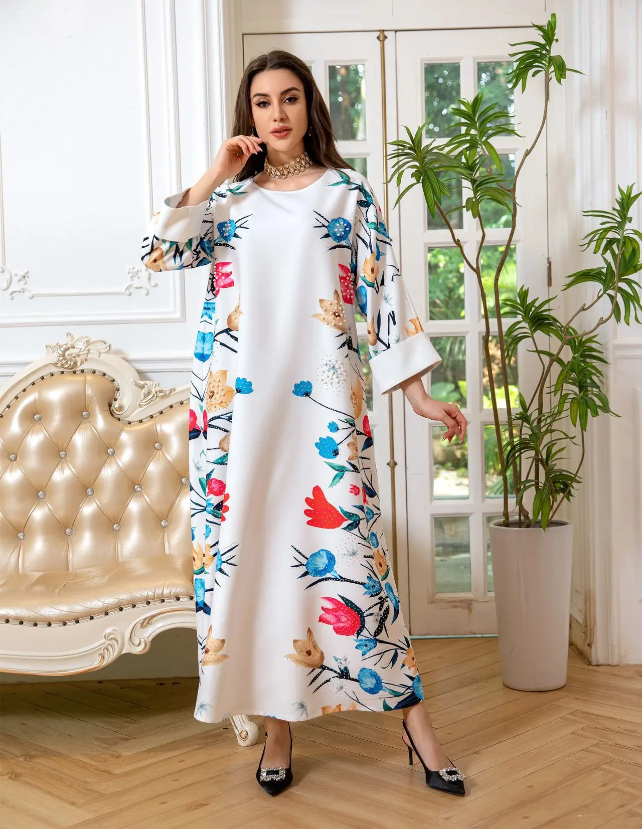 Арабская модная повседневная домашняя одежда Дубаи со стразами для