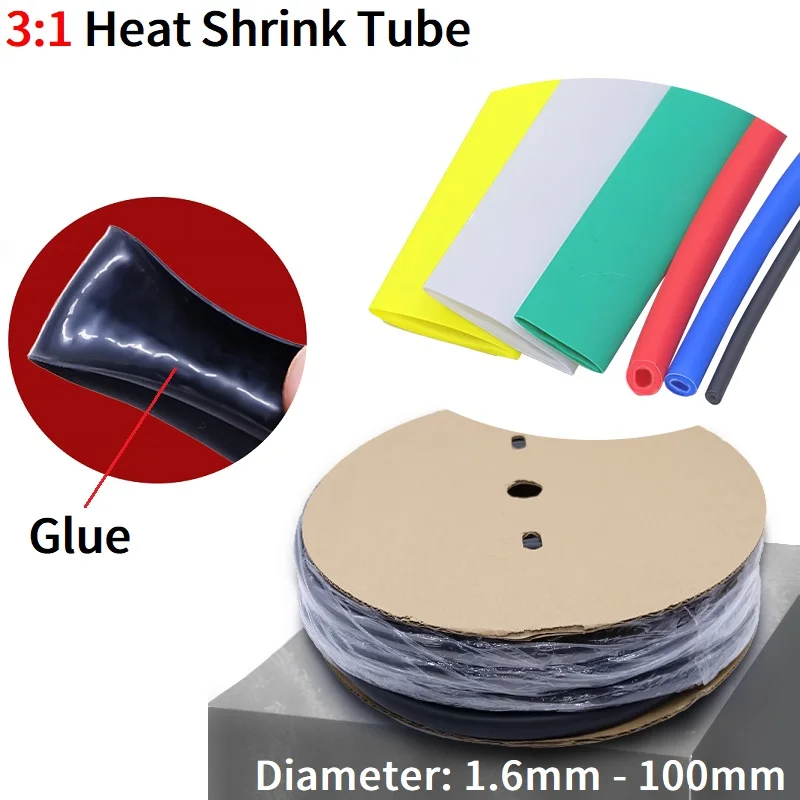 

Термоусадочная трубка с клеем 1 метр 1.6-100 мм PE