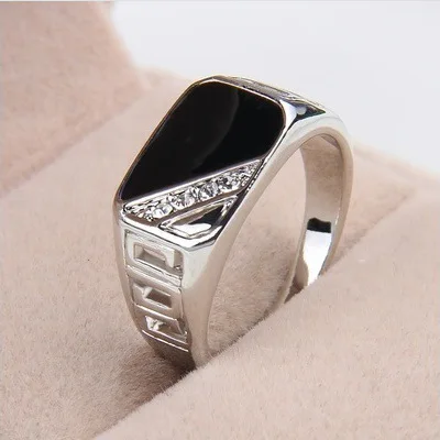 

925 Sliver Sterling Color Rectangle Cut Diamond Rings for Men Square Fashion Ring Boyfriend Wedding Birthday Fine Jewelry