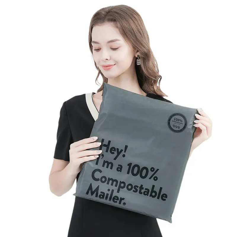 

50Pcs Dark Grey Biodegradable Compostable Courier Mail Bags Poly Clothing Self Seal Express Mailer Mailing Shipping Delivery Bag