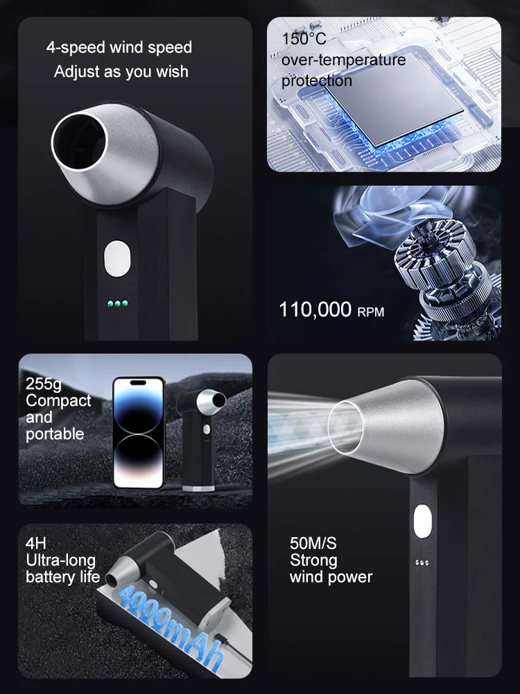 Мини-вентилятор Turbo Jet 110000 об/мин мощная воздуходувка высокопроизводительный