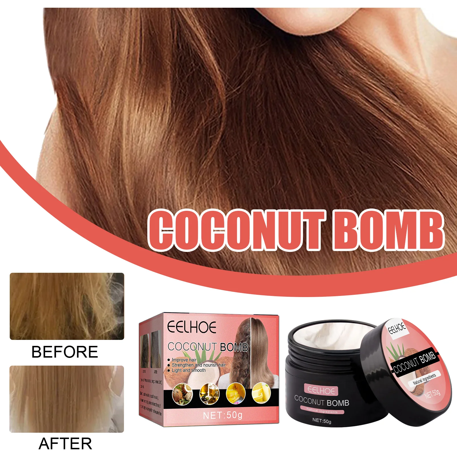 Питательная маска для волос Byrokko с кокосовой бомбой гладкие глубокие приправы