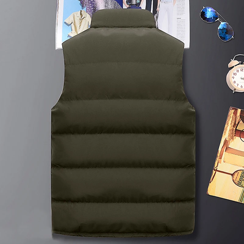 2021 New Autumn Winter Men Vest Jacket For Down Male Cotton-Padded Warm Sleeveless Waistcoat Overcoats Liner Gilet