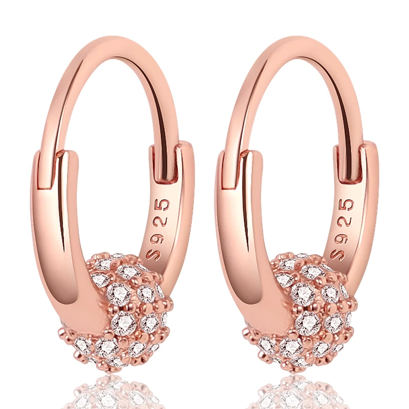 

Real 925 sterling silver Round Rose Zircon Earrings Are Suitable as Birthday Gifts for Girls Fashion Jewelry