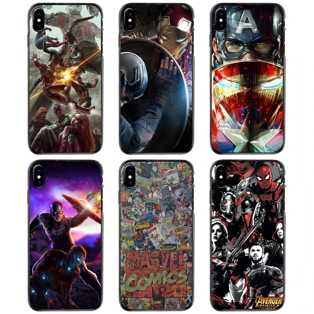 

For iPhone 11 12 13 14 Pro MAX Mini 5 5S SE 6 6S 7 8 Plus 10 X XR XS Hard Phone Case New Avenger Captain America Iron