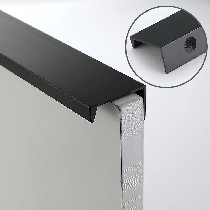 

Hidden Drawer Cabinet Cupboard Handle Knob Metal Black Pull Door Handle Long Size